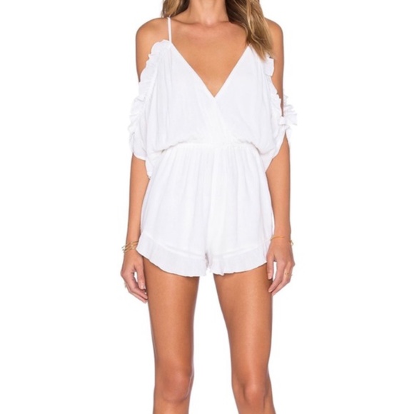 Lovers + Friends Pants - Lovers + Friends White "Malia" Ruffle Romper Small